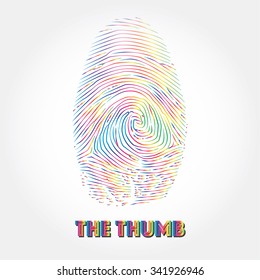 The thumb vector thumb finger print in spectrum line texture use for any logo