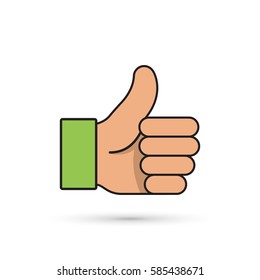 Thumb up vector icon color isolated illustration.