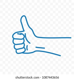 Thumb up vector icon or hand finger up like gesture of sketch line