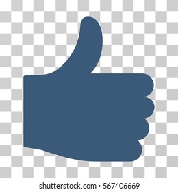 Thumb Up vector icon. Illustration style is flat iconic blue symbol on a transparent background.