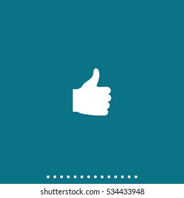 Thumb up vector icon isolated on green background. Ok sign simple flat pictogram.