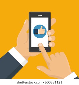 Thumb Up vector icon. Isolated on a background. Like symbol. Vector illustration
