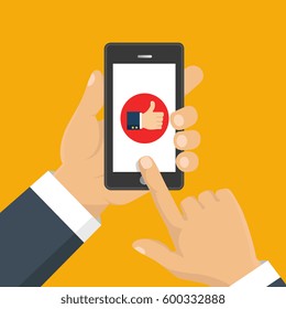 Thumb Up vector icon. Isolated on a background. Like symbol. Vector illustration