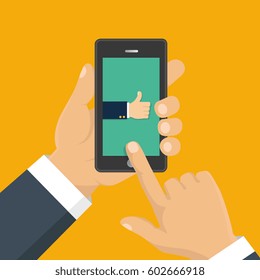 Thumb Up vector icon. Isolated on a background. Like symbol. Vector illustration