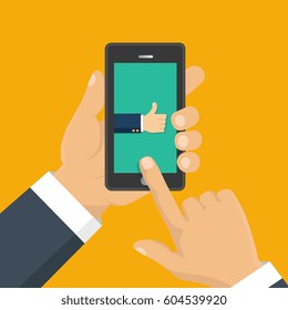 Thumb Up vector icon. Isolated on a background. Like symbol. Vector illustration