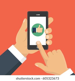 Thumb Up vector icon. Isolated on a background. Like symbol. Vector illustration