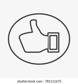 Thumb up vector icon isolated on light grey background