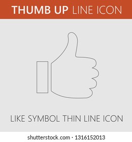 Thumb up vector icon. Like symbol. Simple isolated pictogram