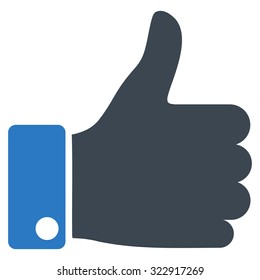 Thumb Up vector icon. Style is bicolor flat symbol, smooth blue colors, rounded angles, white background.