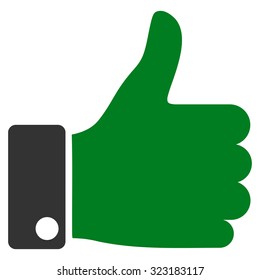 Thumb Up vector icon. Style is bicolor flat symbol, green and gray colors, rounded angles, white background.