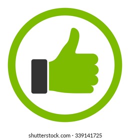 Thumb Up vector icon. Style is bicolor flat rounded symbol, eco green and gray colors, rounded angles, white background.