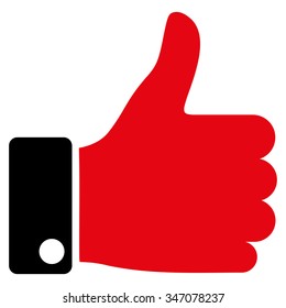 Thumb Up vector icon. Style is bicolor flat symbol, intensive red and black colors, rounded angles, white background.