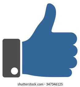 Thumb Up vector icon. Style is bicolor flat symbol, cobalt and gray colors, rounded angles, white background.