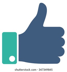 Thumb Up vector icon. Style is bicolor flat symbol, cobalt and cyan colors, rounded angles, white background.
