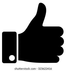 Thumb Up vector icon. Style is flat symbol, black color, rounded angles, white background.