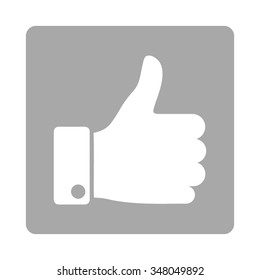 Thumb Up vector icon. Style is flat rounded square button, white and silver colors, white background.