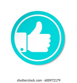 Thumb Up vector icon. Style is flat rounded symbol, blue color, rounded angles, white background.