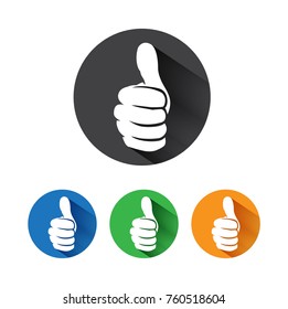 Thumb Up vector icon. Style is flat symbol, cobalt color, rounded angles, white background. 