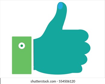 Thumb Up vector icon.cobalt color, rounded angles, white background.