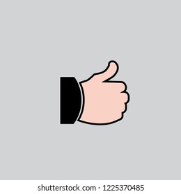 Thumb up vector icon.Gray background.