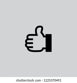 Thumb up vector icon.Gray background.