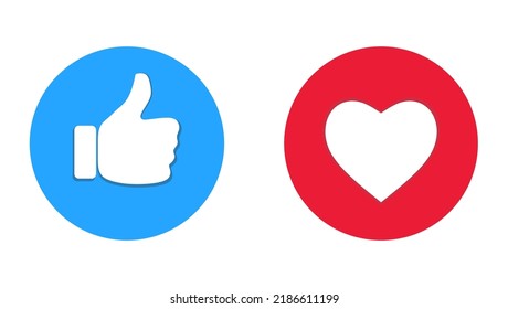 Thumb up vector illustration and heart icon. Vector love and love icon. Like and love button ready for website and mobile app.