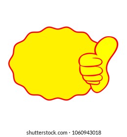 Thumb up vector with label icon on white background