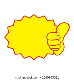 Thumb up vector with label icon on white background
