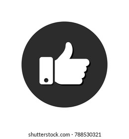Thumb up vector like illustation isolated on round.