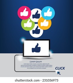 Thumb up vector. Social media concept.