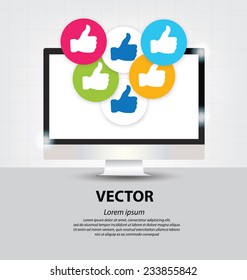 Thumb up vector. Social media concept.