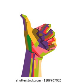 thumb up with WPAP( wedhas pop art portrait ) style illustration