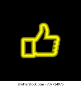 Thumb Up yellow glowing neon ui ux icon. Glowing sign logo vector