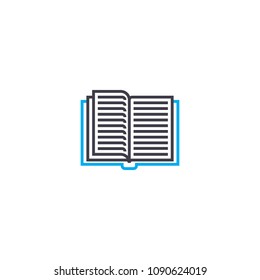 Thumbing through a book vector thin line stroke icon. Thumbing through a book outline illustration, linear sign, symbol concept.