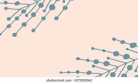 Thumbnail background with hand-drawn leaves in beige