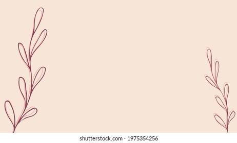 Thumbnail background with hand-drawn leaves in beige, pink and purple colors