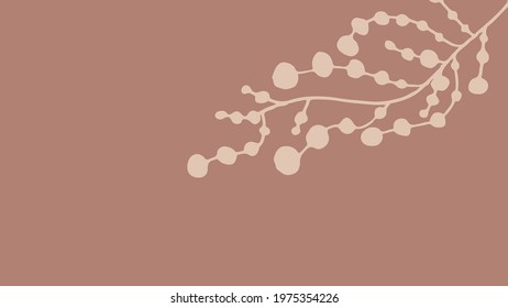 Thumbnail background with hand-drawn leaves in brown and beige colors