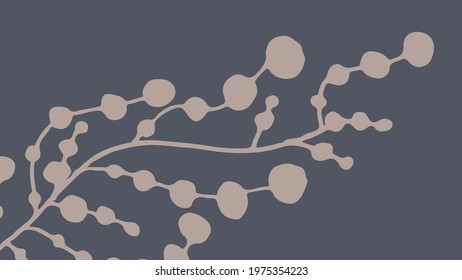 Thumbnail background with hand-drawn leaves in dark grey and beige colors