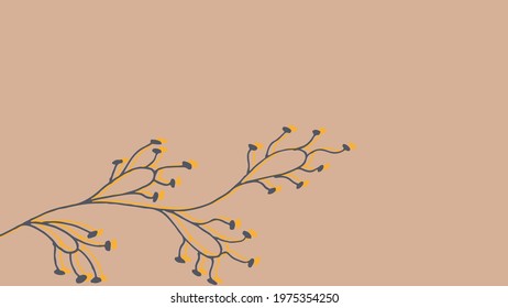Thumbnail background with hand-drawn leaves in grey, orange and beige colors