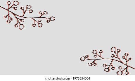 Thumbnail background with hand-drawn sea corals in grey and red colors