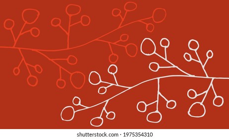 Thumbnail background with hand-drawn sea corals in white and red colors