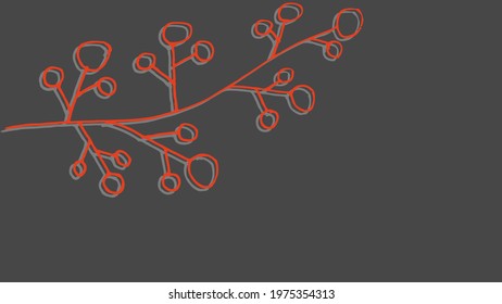 Thumbnail background with hand-drawn sea corals in grey and red colors