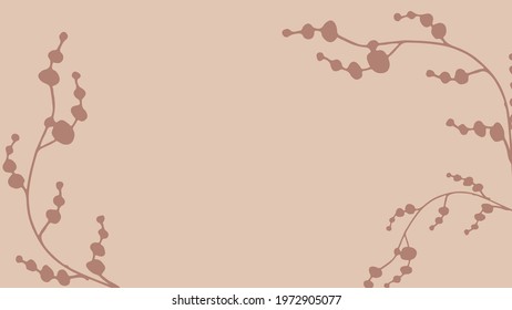 Thumbnail background with lined leaves in brown and beige colors
