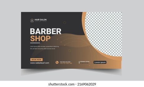 Thumbnail design for any videos. Business Barbershop and social media web banner square template