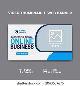 Thumbnail design for any videos. Editable video thumbnail and web banner for live workshop business template. Video cover photo for social media