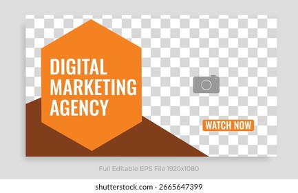 Thumbnail design for any videos. Editable video thumbnail and web banner for live workshop business template. Video cover photo for social media