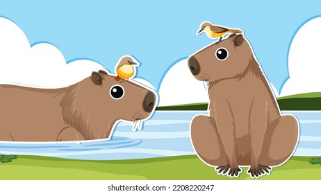 Thumbnail design with capybara illustration