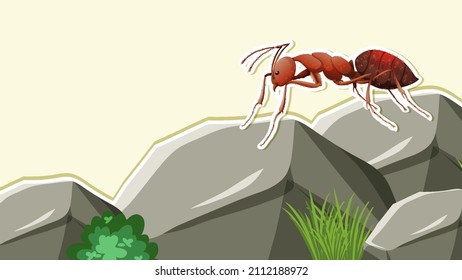 Thumbnail Design with close up of an ant on stone illustration