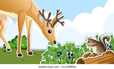 Thumbnail design with deer and squirrel illustration