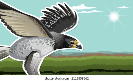 Vorschaubild-Design mit Adler auf Naturhintergrund, Vektorgrafik